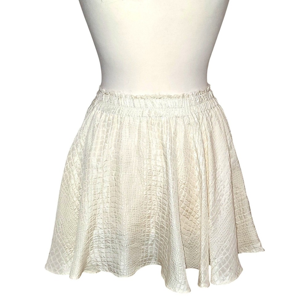 LoveShackFancy Cream Textured Mini Skirt